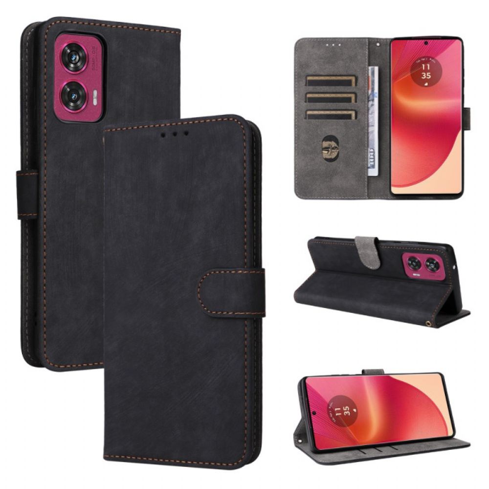 Lederhüllen Motorola Edge 50 Fusion Handyhülle Rfid-blockierung Im Wildleder-stil