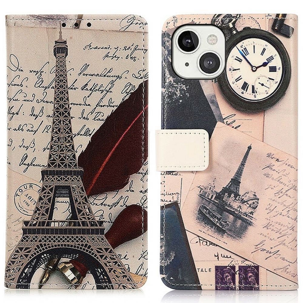 Flip Case Für iPhone 13 Eiffelturm Des Dichters