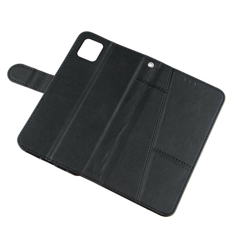 Flip Case Für iPhone 13 Mit Kordel Geo Kunstlederband