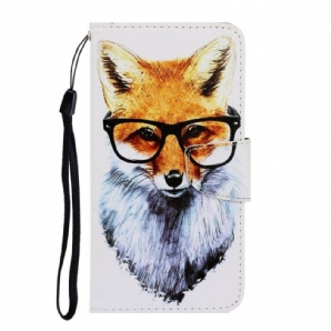 Flip Case Für iPhone 13 Mit Kordel Smart Fox Mit Riemen