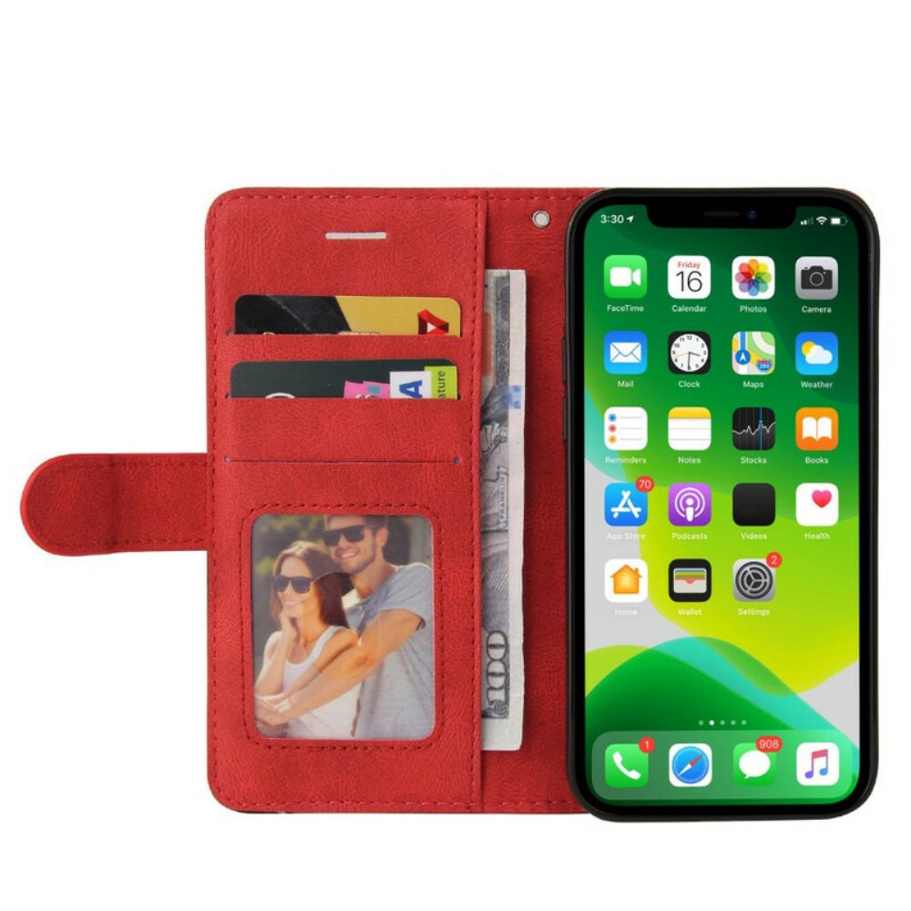 Flip Case Für iPhone 13 Signatur Zweifarbiges Kunstleder