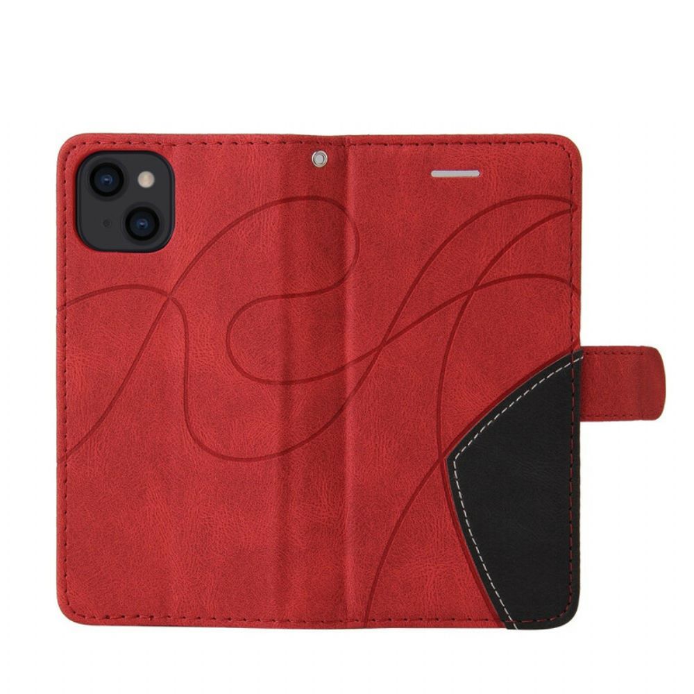 Flip Case Für iPhone 13 Signatur Zweifarbiges Kunstleder