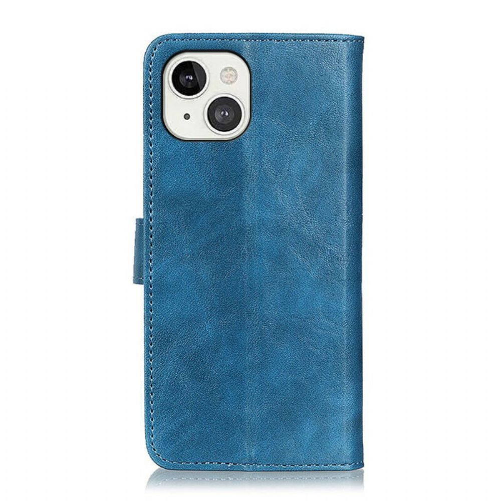 Flip Case Für iPhone 13 Tricolor Vintage-leder-effekt