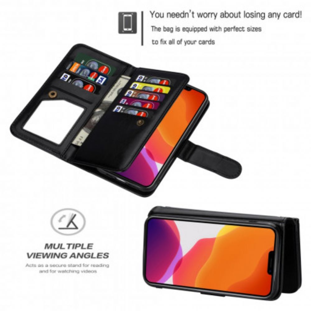 Hülle Flip Case Für iPhone 13 Abnehmbarer Kartenhalter Für 9 Karten