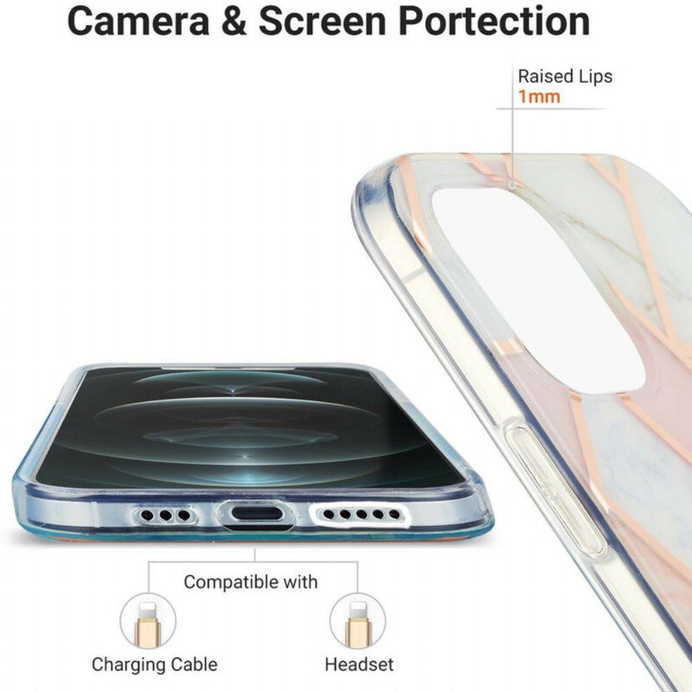 Hülle Für iPhone 13 Auffälliger Geometrischer Marmor