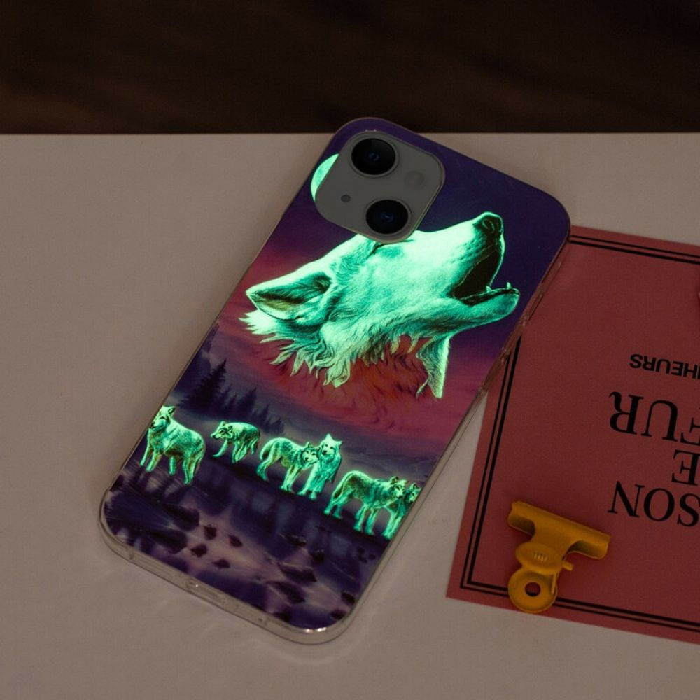 Hülle Für iPhone 13 Fluoreszierende Wolf-serie