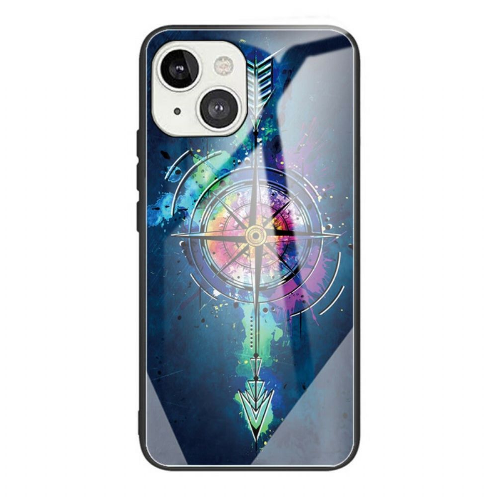 Hülle Für iPhone 13 Kompassrose Aus Gehärtetem Glas