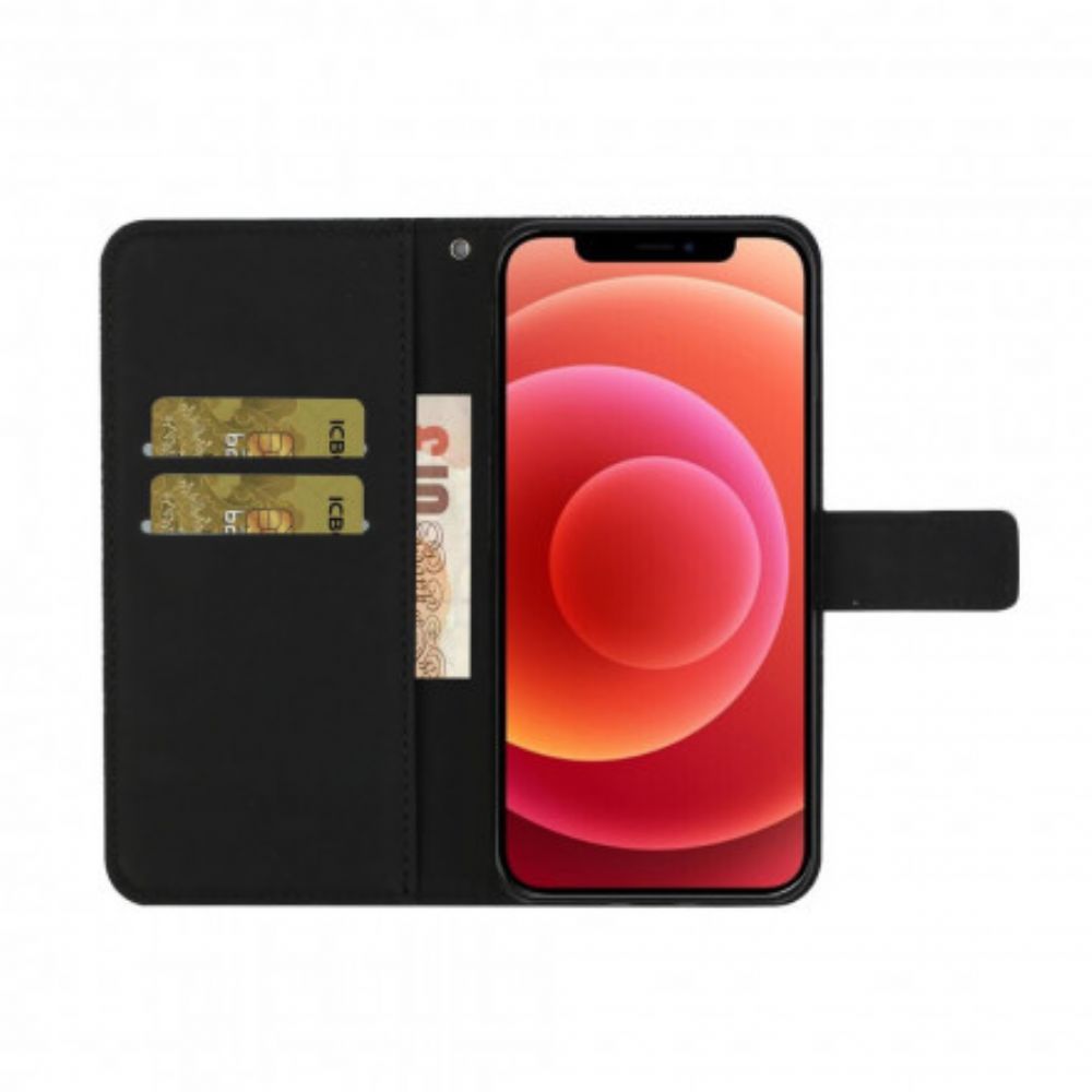 Lederhüllen Für iPhone 13 Gobelinmuster