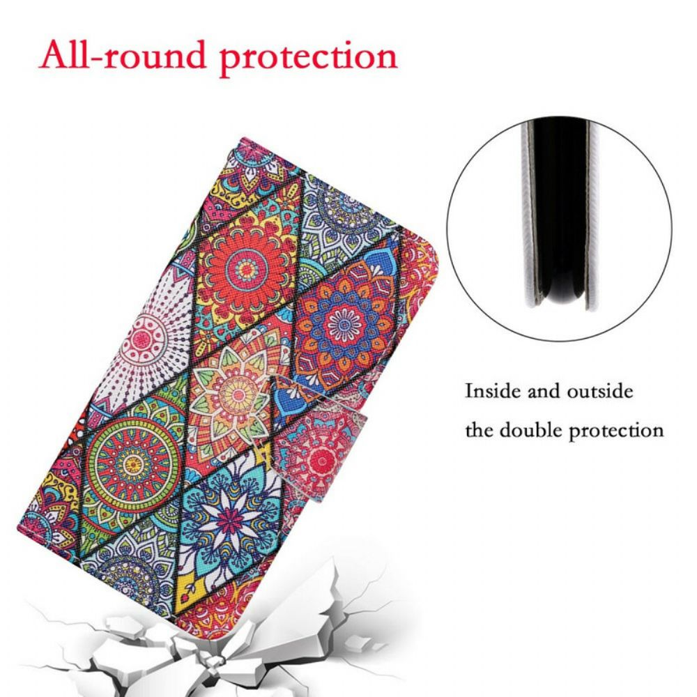 Lederhüllen Für iPhone 13 Patchwork Mit Lanyard