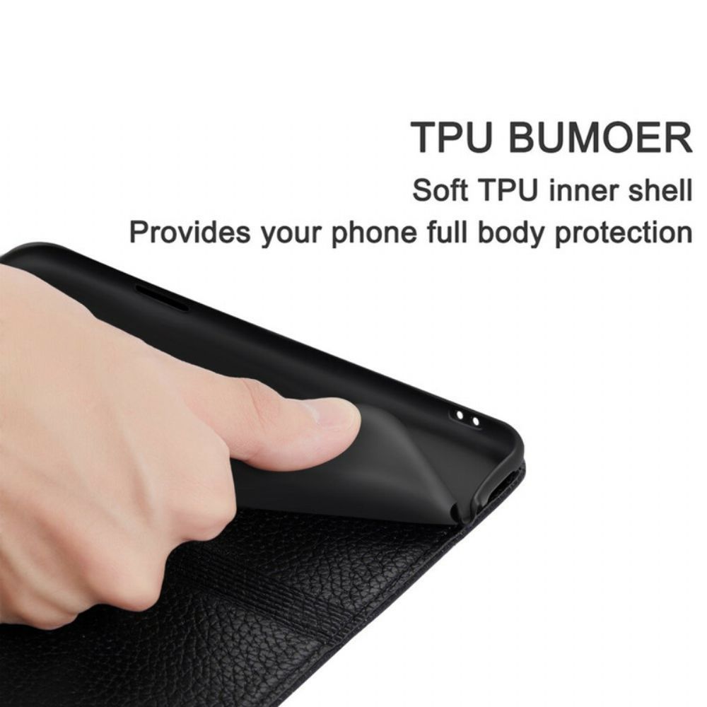 Schutzhülle Für iPhone 13 Flip Case Ultraschickes Litschi-kunstleder