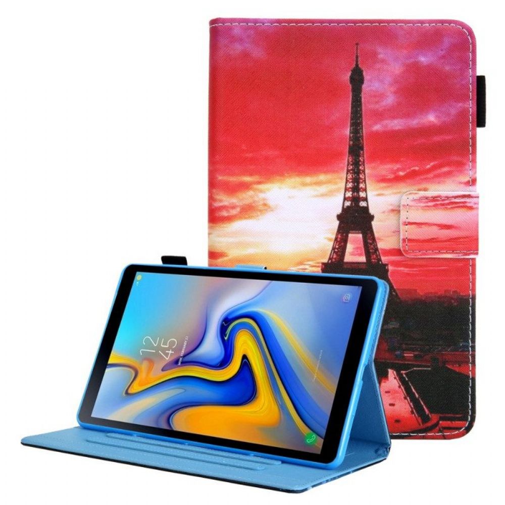 Lederhüllen Für Samsung Galaxy Tab A8 (2024) Sonnenuntergang Eiffelturm