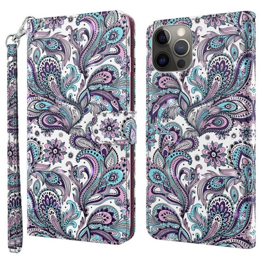 Flip Case Für iPhone 15 Plus Mit Kordel 3d-muster Mit Riemen