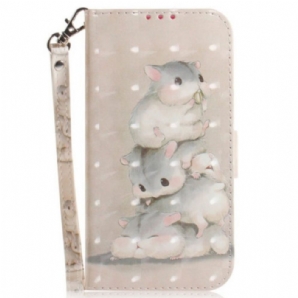 Flip Case Für iPhone 15 Plus Mit Kordel Hamster Mit Riemen