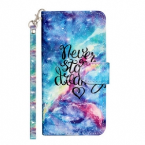 Lederhüllen Für iPhone 15 Plus Mit Kordel Never Stop Dreaming 3d Mit Riemen