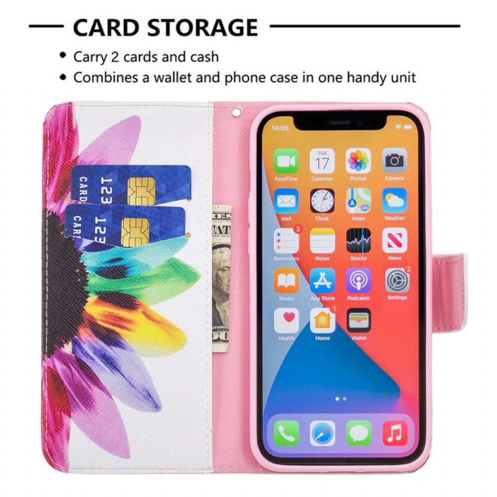 Flip Case Für iPhone 13 Pro Max Aquarell Blume