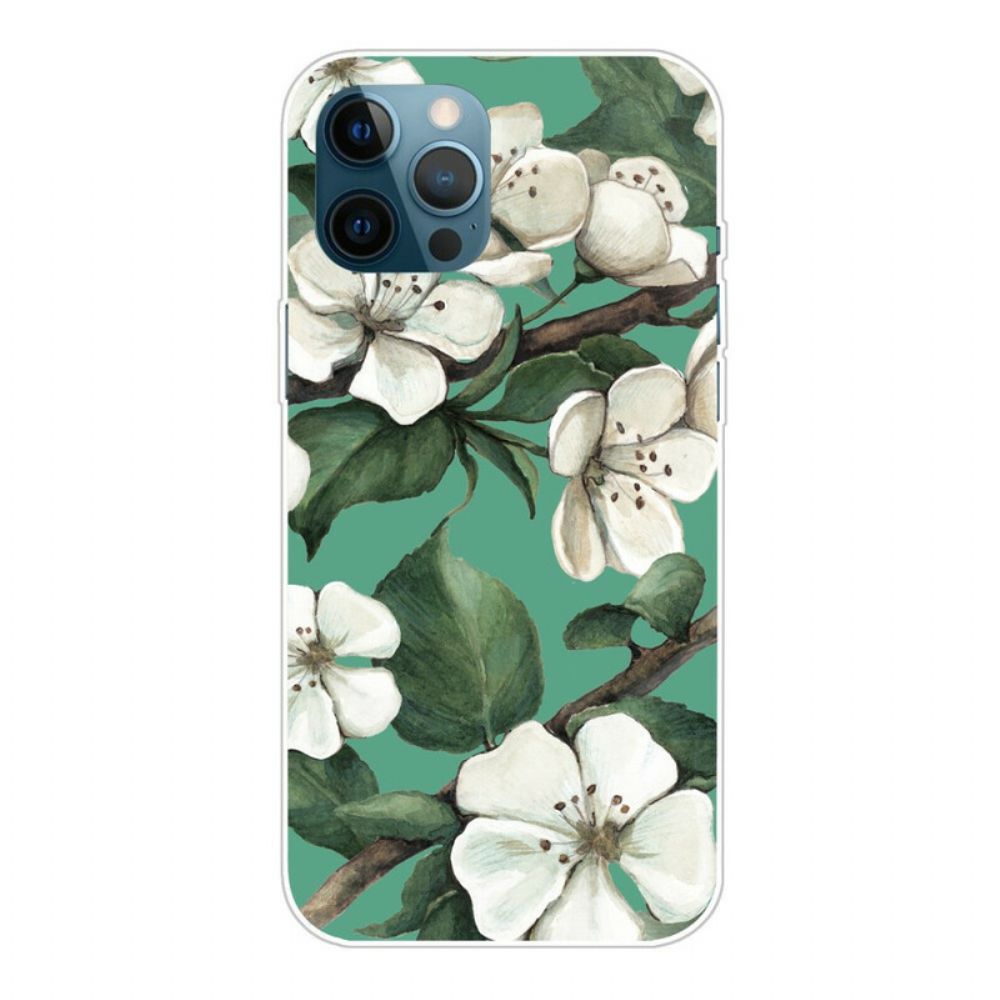 Handyhülle Für iPhone 13 Pro Max Gemalte Weiße Blumen