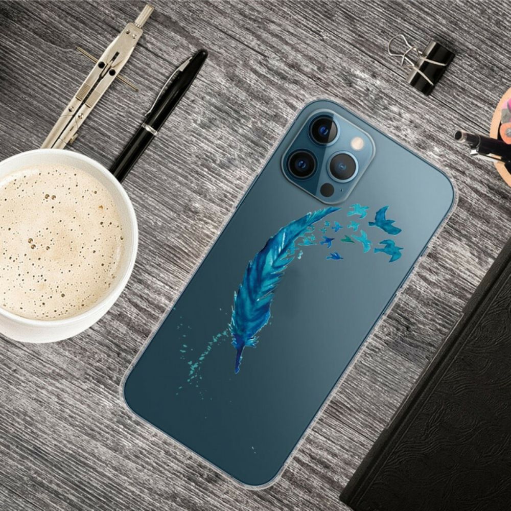 Handyhülle Für iPhone 13 Pro Max Schöne Blaue Feder