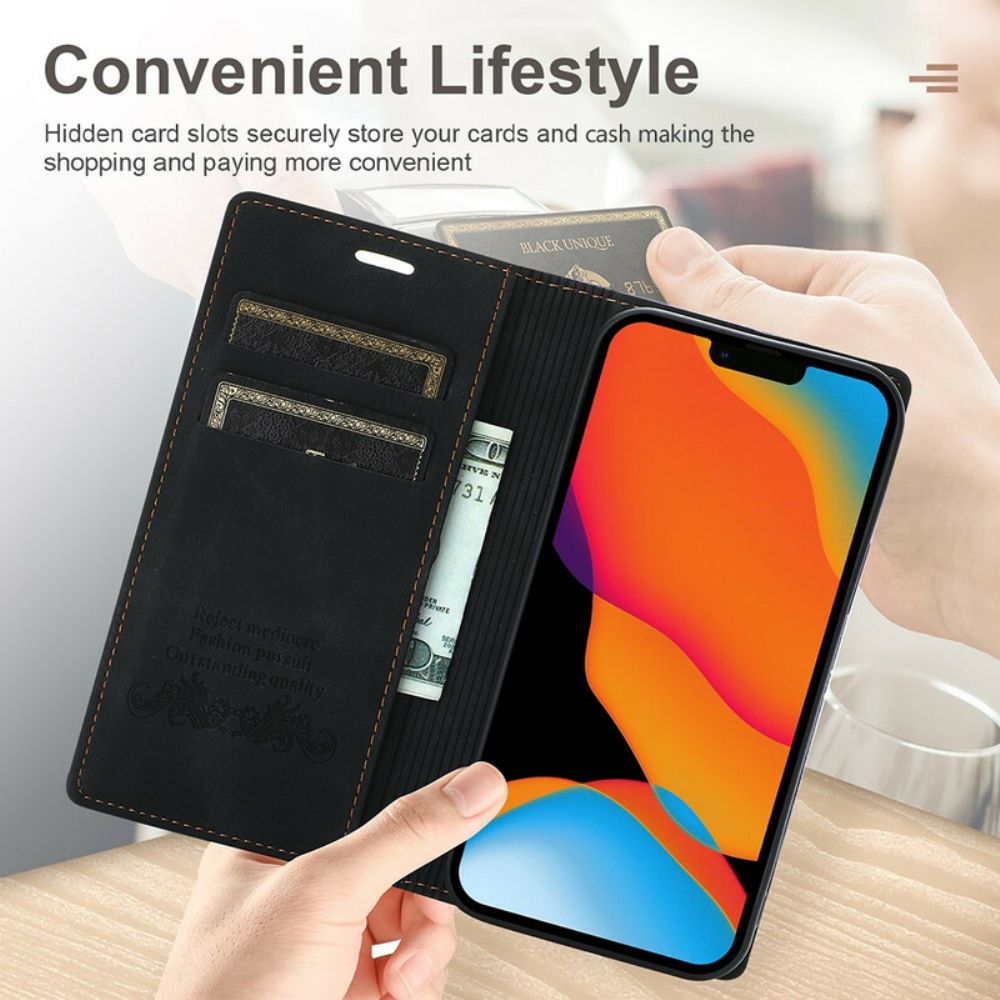 Schutzhülle Für iPhone 13 Pro Max Flip Case Couture-magnetverschluss Im Lederstil