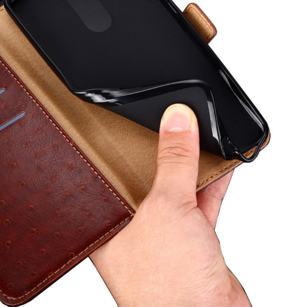 Flip Case Für Oppo Find X5 Lite Struktur Der Straußenhaut