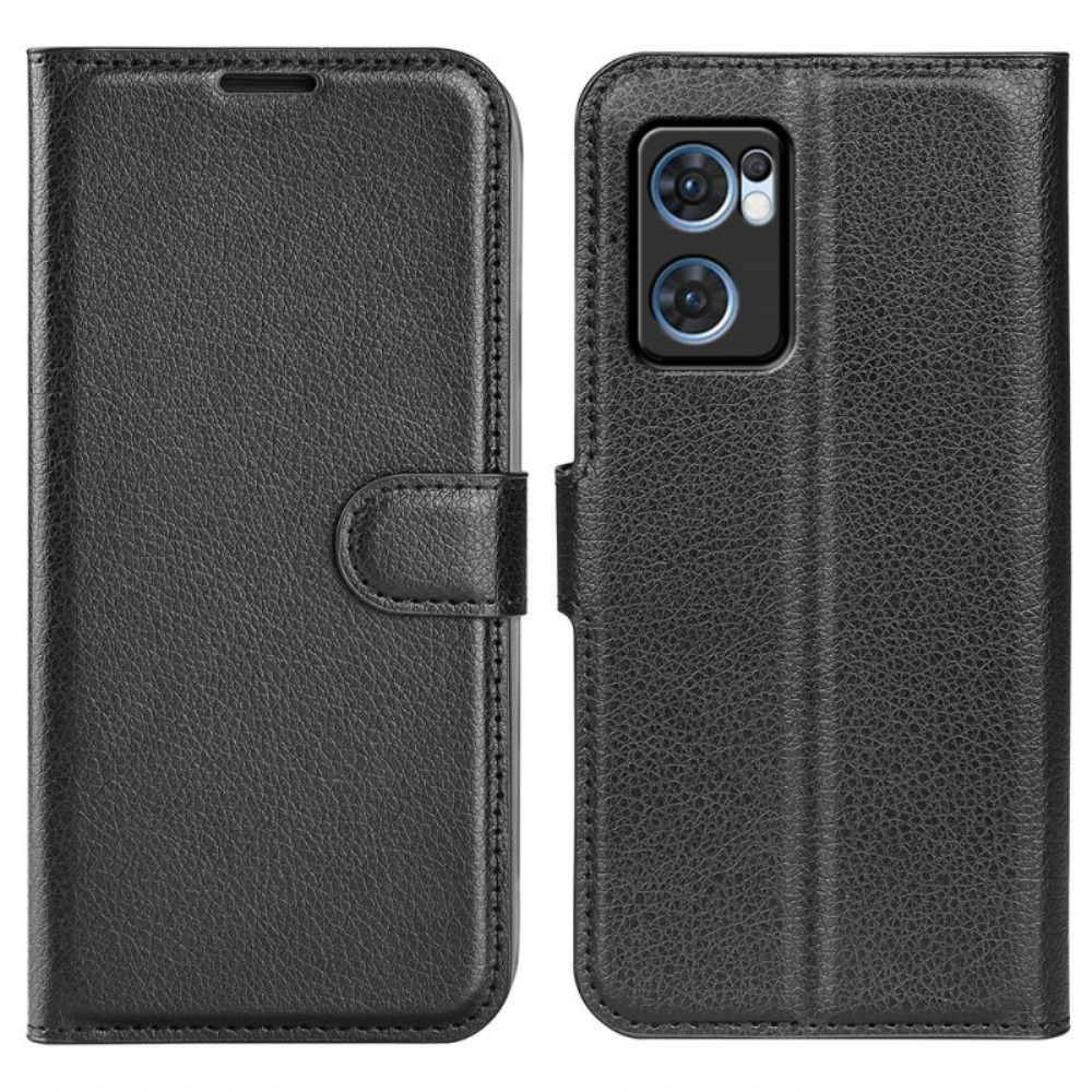 Lederhüllen Für Oppo Find X5 Lite Klassisches Litschi-kunstleder