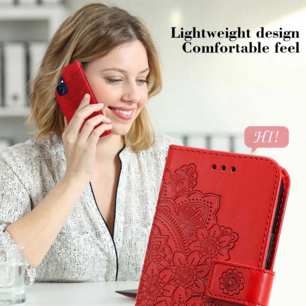 Lederhüllen Für Oppo Find X5 Lite Mandala Mit Lanyard