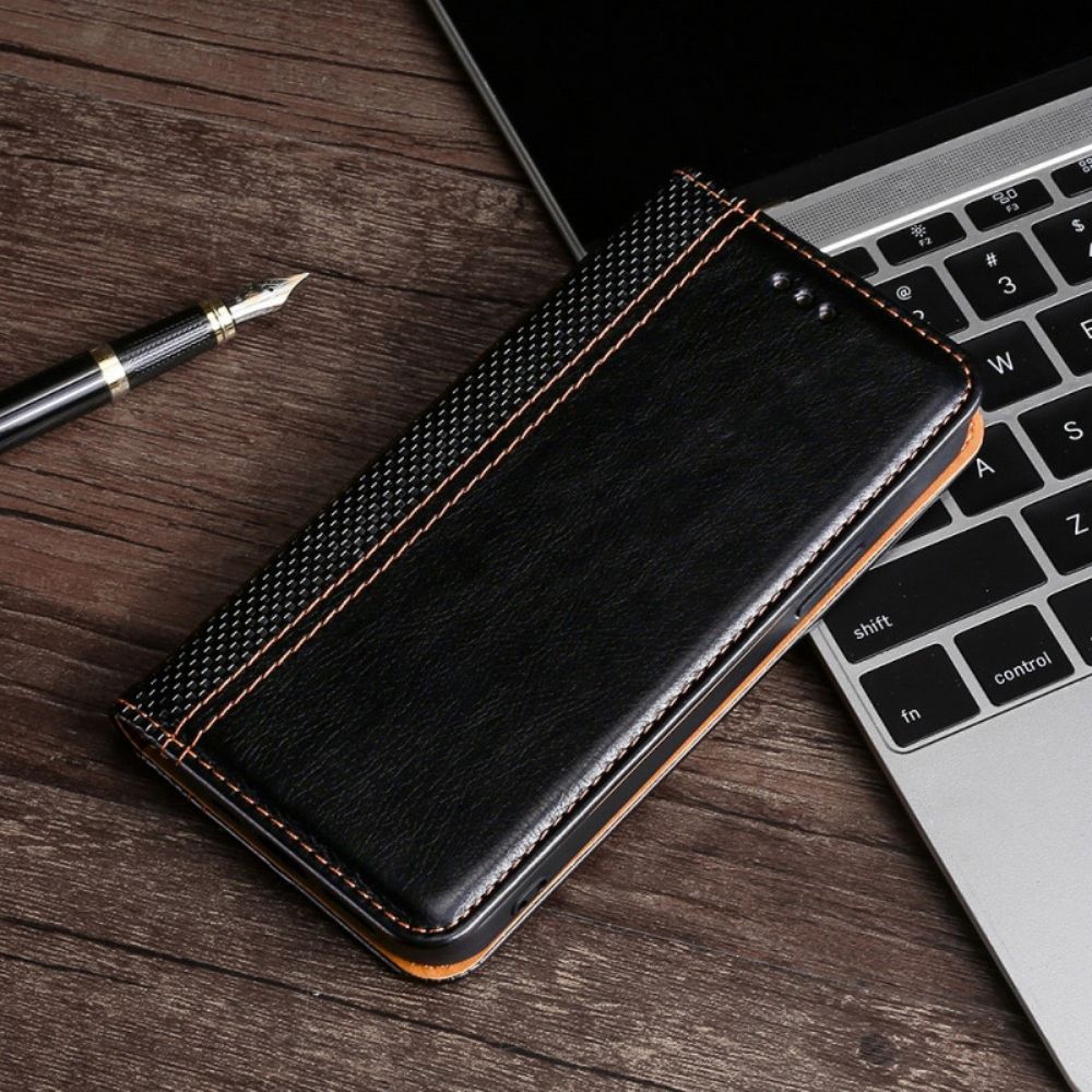 Schutzhülle Für Oppo Find X5 Lite Flip Case Nähte In Geteiltem Litschi-leder