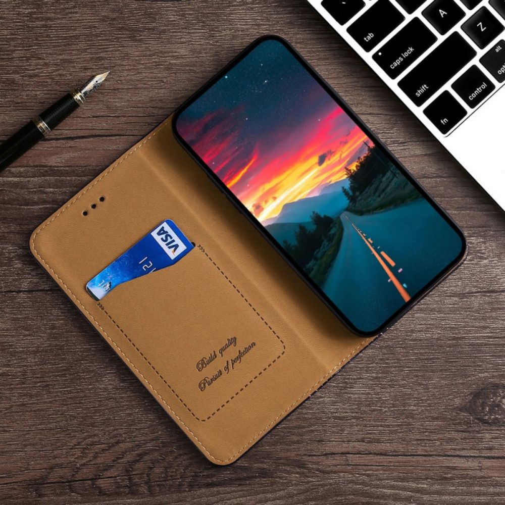 Schutzhülle Für Oppo Find X5 Lite Flip Case Nähte In Geteiltem Litschi-leder