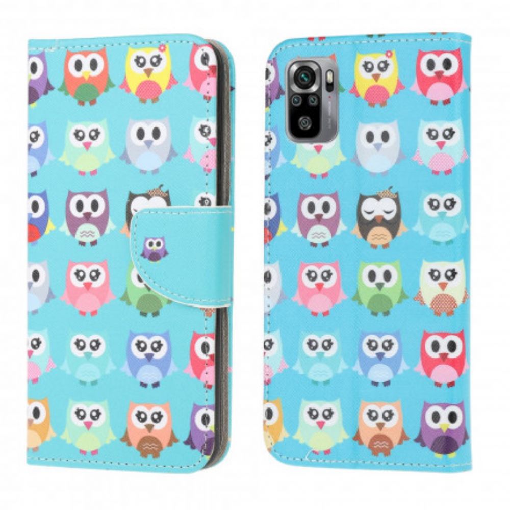 Flip Case Für Xiaomi Redmi Note 10 / 10S Mehrere Eulen 2