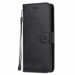 Flip Case Für Xiaomi Redmi Note 10 / 10S Mit Kordel Baum Und Riemcheneulen