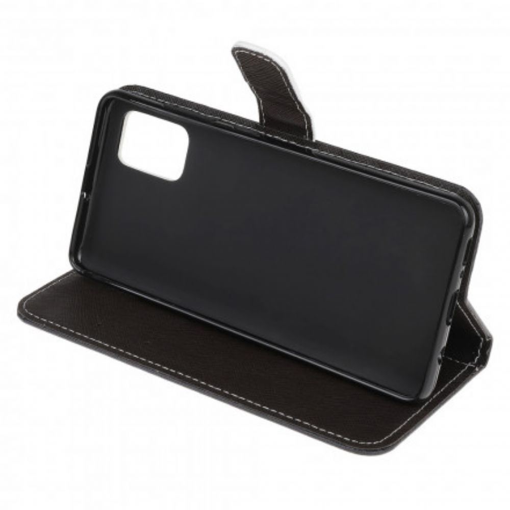 Flip Case Für Xiaomi Redmi Note 10 / 10S Mit Kordel Schwarze Katzenaugen Mit Riemen