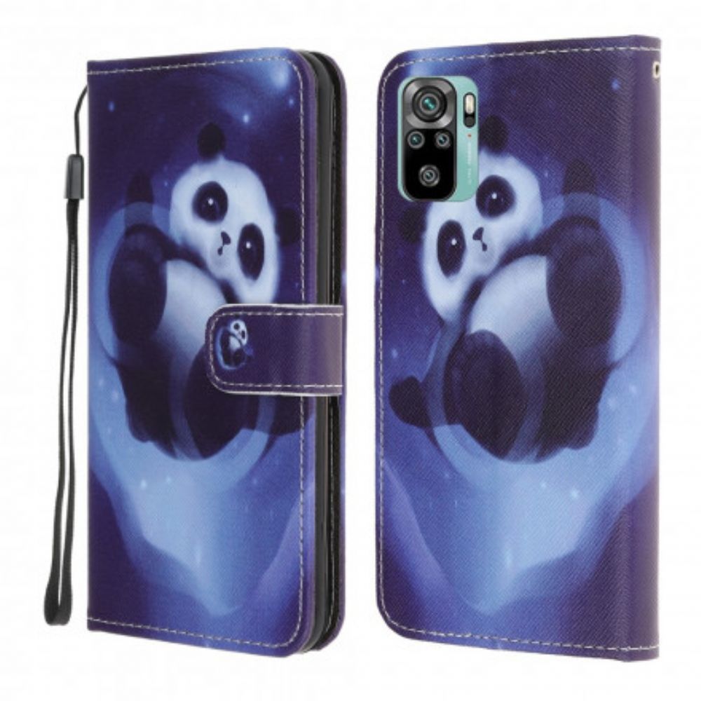 Flip Case Für Xiaomi Redmi Note 10 / 10S Mit Kordel Tanga Space Panda