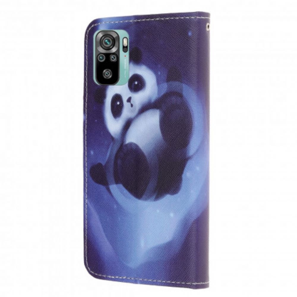 Flip Case Für Xiaomi Redmi Note 10 / 10S Mit Kordel Tanga Space Panda