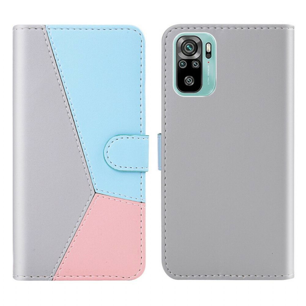 Flip Case Für Xiaomi Redmi Note 10 / 10S Tricolor Lederoptik