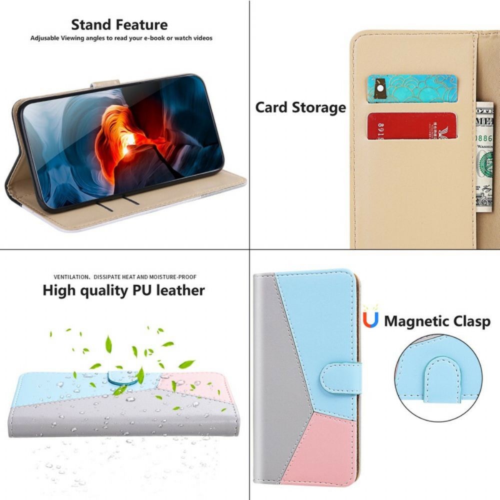 Flip Case Für Xiaomi Redmi Note 10 / 10S Tricolor Lederoptik