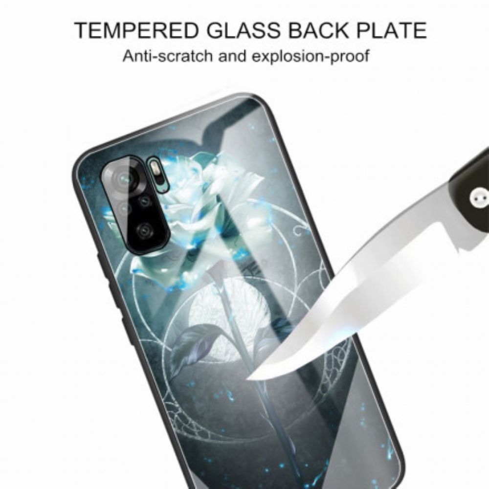 Hülle Für Xiaomi Redmi Note 10 / 10S Grüne Rose Aus Gehärtetem Glas