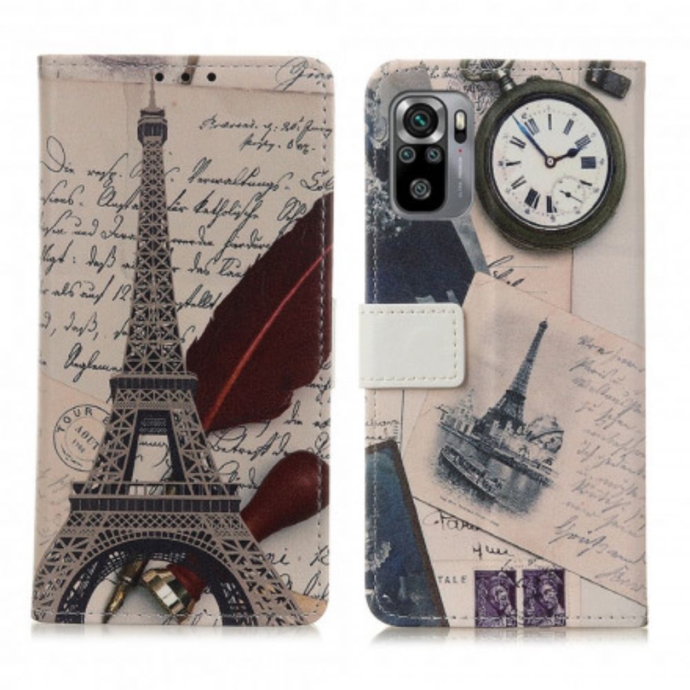 Lederhüllen Für Xiaomi Redmi Note 10 / 10S Eiffelturm Des Dichters