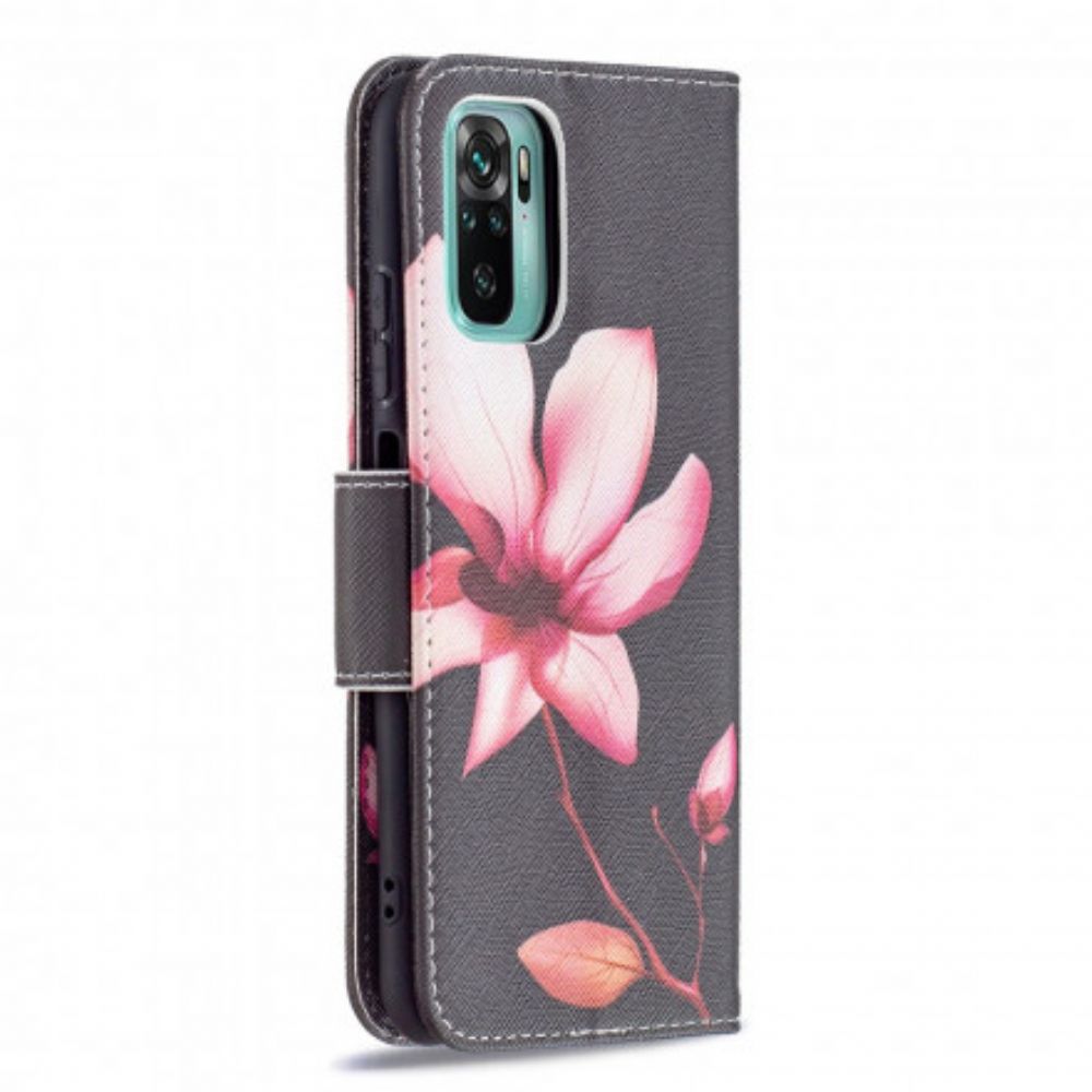 Lederhüllen Für Xiaomi Redmi Note 10 / 10S Rosa Blume