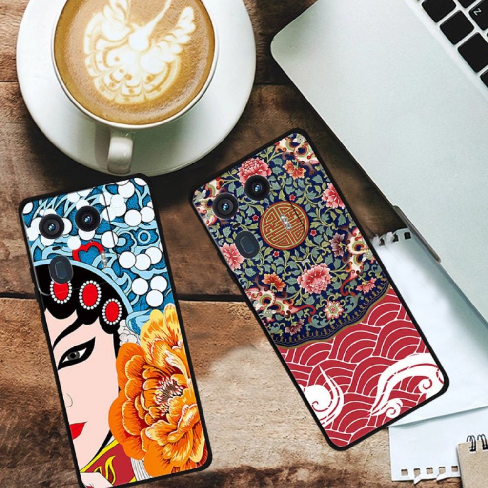 Hülle Für Motorola Edge 50 Ultra Frau Und Pfirsichblumen