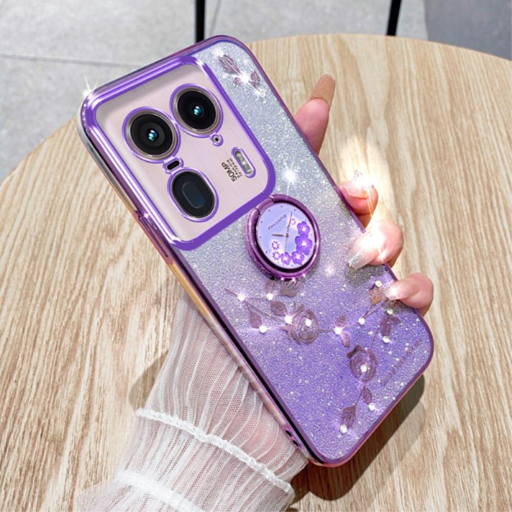 Hülle Motorola Edge 50 Ultra Blumen- Und Strass-stützring Kadem