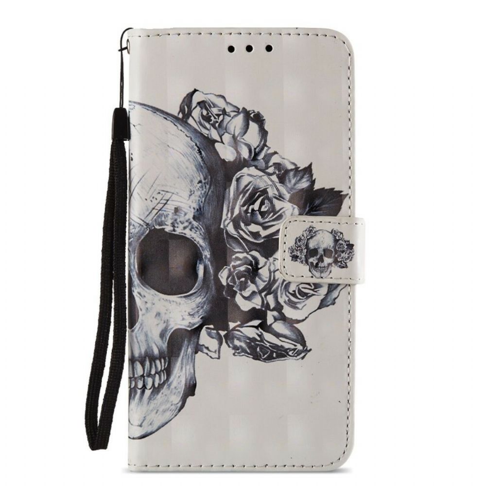 Flip Case Für Huawei P20 Pro 3d Blumenschädel