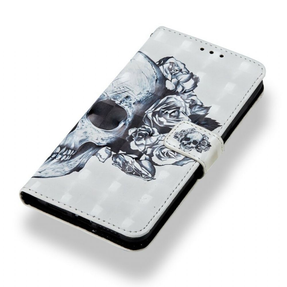 Flip Case Für Huawei P20 Pro 3d Blumenschädel