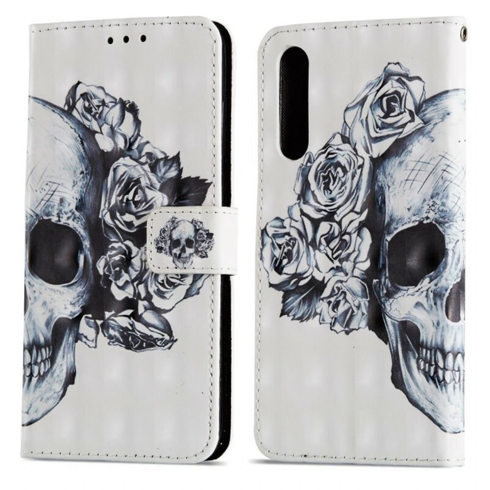 Flip Case Für Huawei P20 Pro 3d Blumenschädel