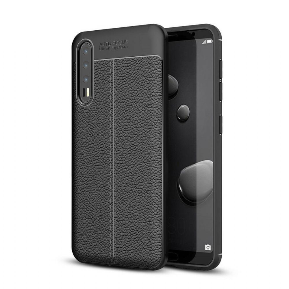 Handyhülle Für Huawei P20 Pro Doppellinie Litchi-leder-effekt