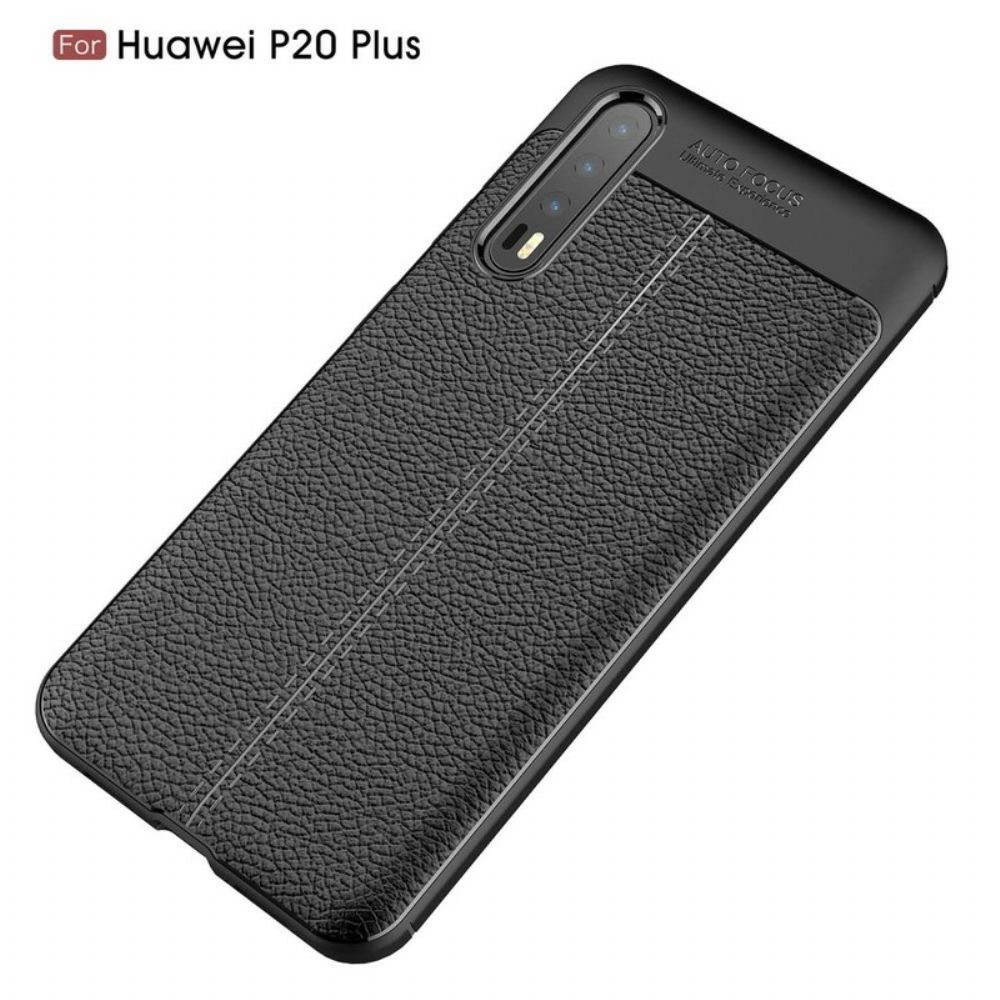 Handyhülle Für Huawei P20 Pro Doppellinie Litchi-leder-effekt