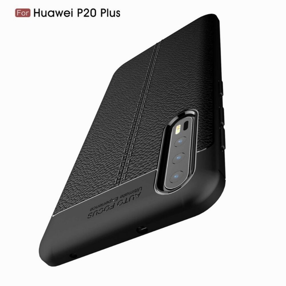 Handyhülle Für Huawei P20 Pro Doppellinie Litchi-leder-effekt