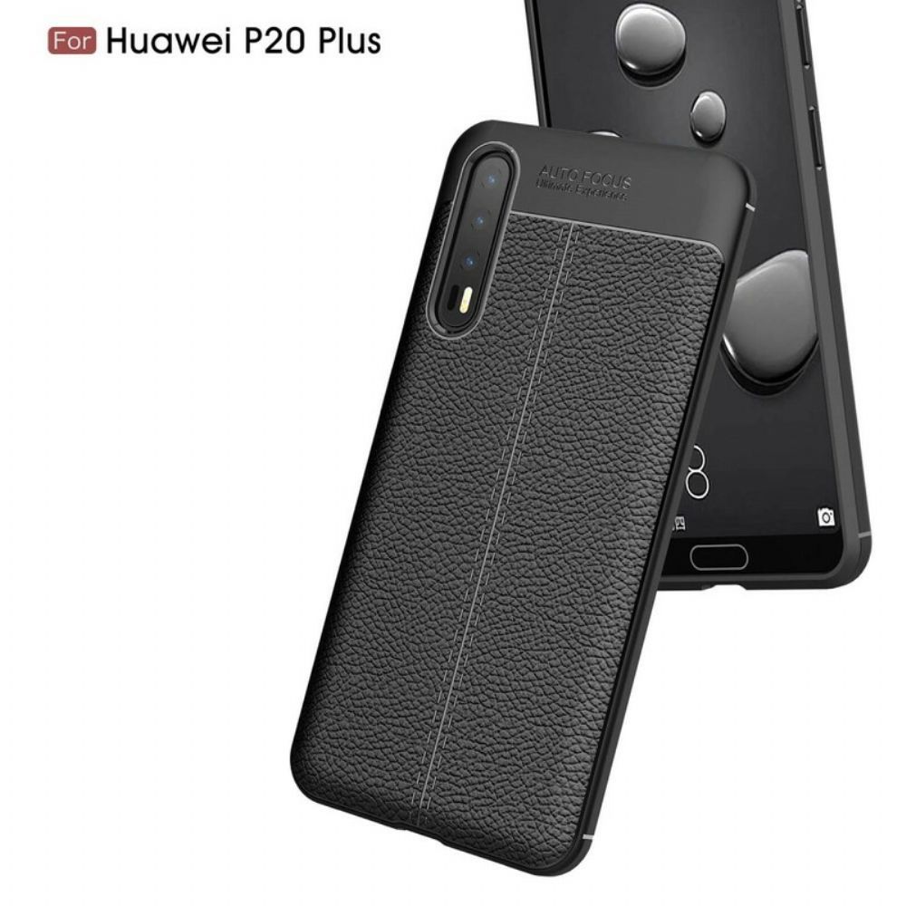 Handyhülle Für Huawei P20 Pro Doppellinie Litchi-leder-effekt