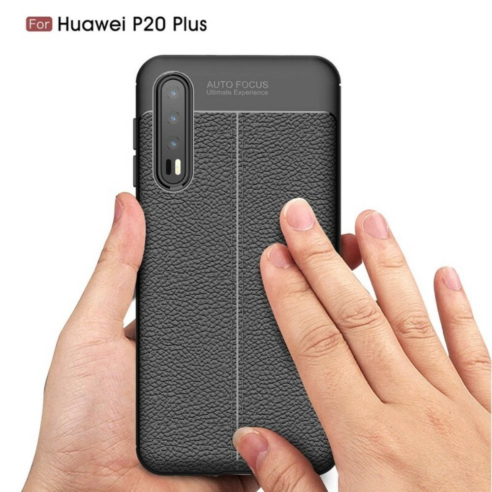 Handyhülle Für Huawei P20 Pro Doppellinie Litchi-leder-effekt