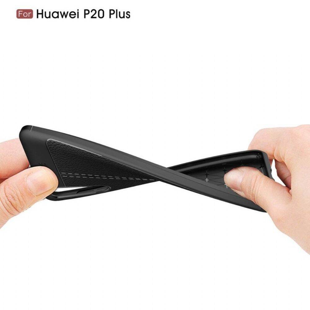 Handyhülle Für Huawei P20 Pro Doppellinie Litchi-leder-effekt