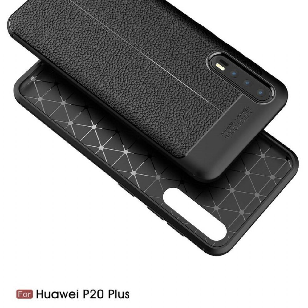 Handyhülle Für Huawei P20 Pro Doppellinie Litchi-leder-effekt