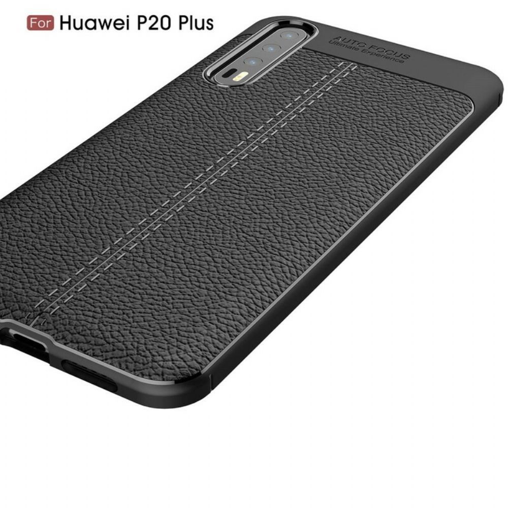 Handyhülle Für Huawei P20 Pro Doppellinie Litchi-leder-effekt